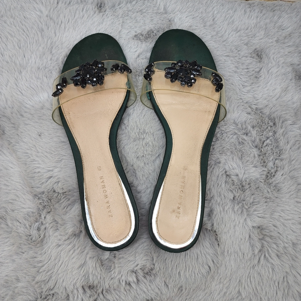 Zara woman clear vinyl and satin gemstone  sandals - Picture 4 of 9